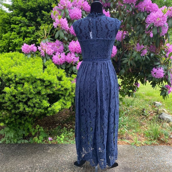Chelsea28 Navy Blue Lace Midi Dress Small NWT - Picture 7 of 16